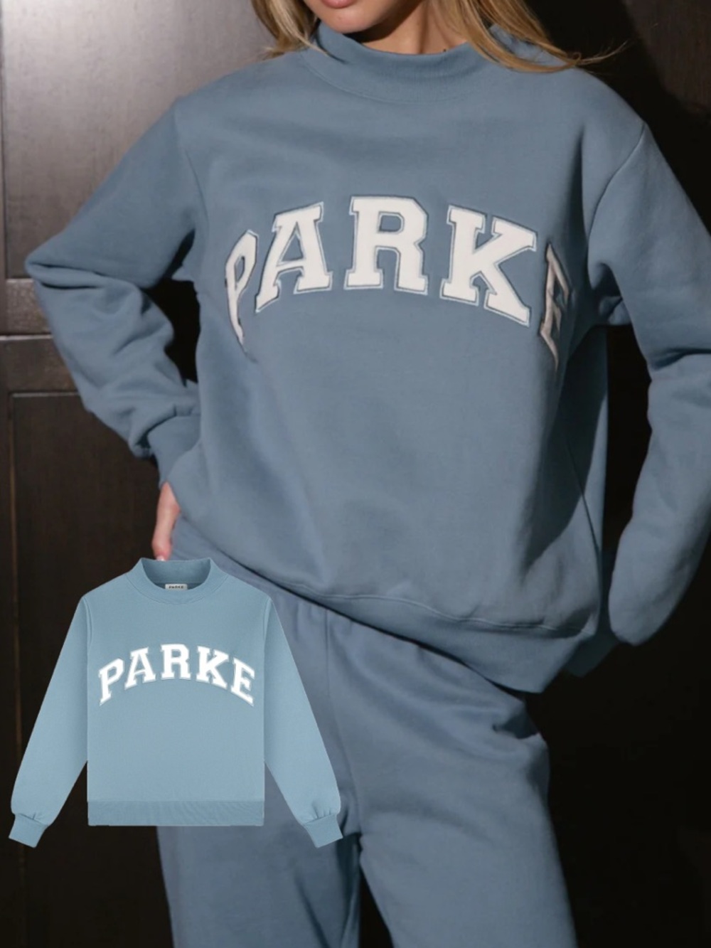 PARKE | NEW! Varsity Mockneck In Glacier/White L/XL